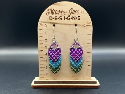 Mermaid Scales Laser Engraved Anodized Aluminum Scalemaille Earrings