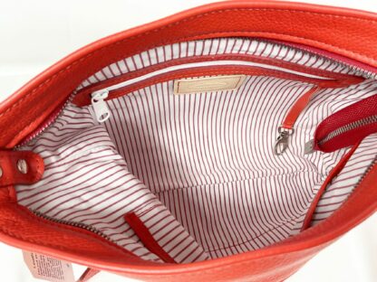 Small red leather crossbody bag handmade in Canada - Image 4