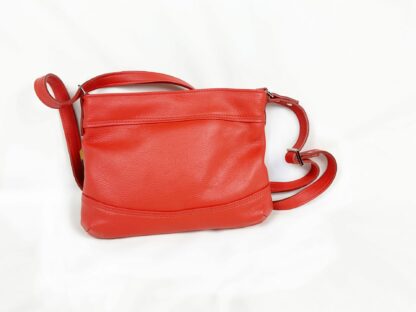 Small red leather crossbody bag handmade in Canada