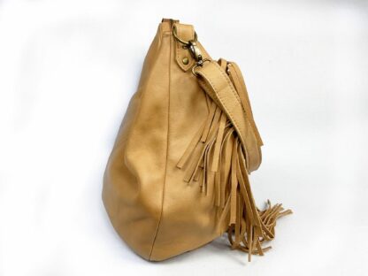 Handmade, full grain leather, natural colour, glove tanned leather, fringe bag, western, gift for her - Image 2