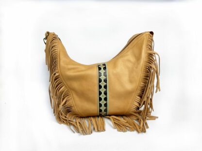 Handmade, full grain leather, natural colour, glove tanned leather, fringe bag, western, gift for her