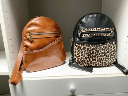 Small Italian Leather Backpack, - Image 4