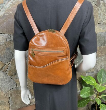 Small Italian Leather Backpack, - Image 3