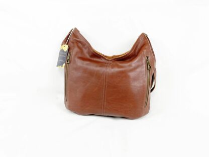 Chocolate brown and tan glove tanned leather Hobo bag for women. - Image 4