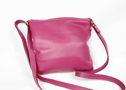 Bright Pink Italian Leather Cross Body Bag - Image 2