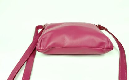 Bright Pink Italian Leather Cross Body Bag - Image 3