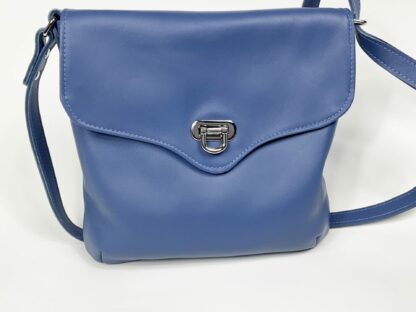 Blue Italian Leather Cross body bag