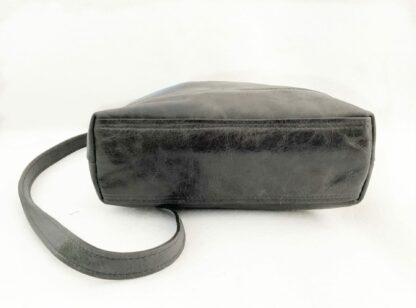 Tall Black Italian Leather Cross Body Bag - Image 3