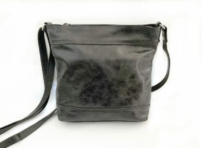 Tall Black Italian Leather Cross Body Bag