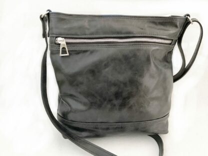 Tall Black Italian Leather Cross Body Bag - Image 2