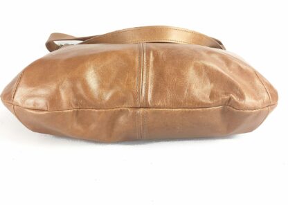 Handmade in Canada, tan full grain leather, shoulder or crossbody hobo bag for women. - Image 2