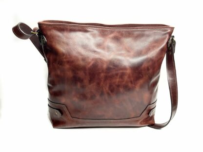 Red Brown Pull-up Leather Small Tote or Extra Large Crossbody Bag. - Image 2