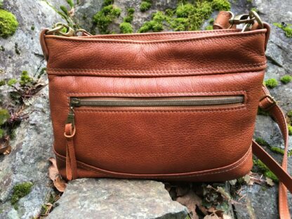 Small Whiskey Coloured Full Grain Leather Crossbody Bag - Image 3